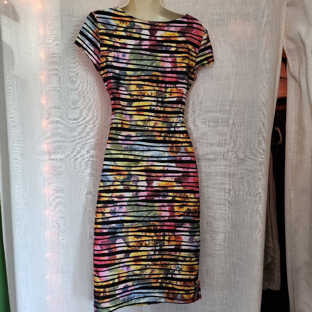 Joseph Ribkoff Colorful Striped Midi Dress - Picture 3 of 6